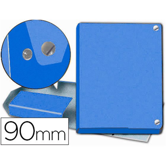 Carpeta Proyectos Pardo Folio Lomo 90 Mm Carton Forrado Azul Con Broche