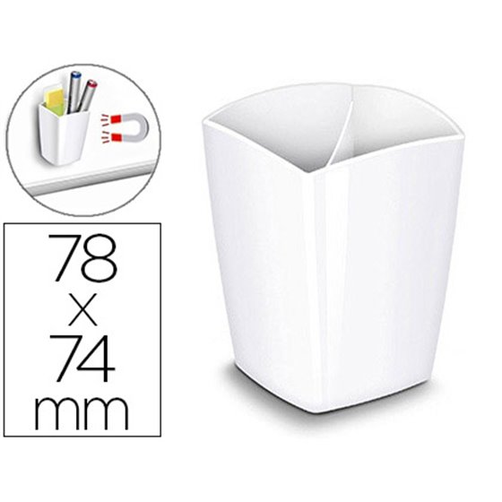 Cubilete Portalapices Cep Blanco Opaco Plastico Magnetico 78X74X95 Mm