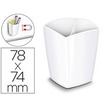 Cubilete Portalapices Cep Blanco Opaco Plastico Magnetico 78X74X95 Mm