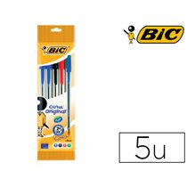 Boligrafo Bic Cristal Original Bolsa De 5 Unidades Colores Surtidos 2 Azul /1 Negro /1 Rojo /1 Verde