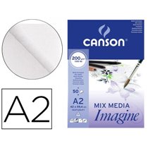 Bloc Dibujo Multitecnicas Canson Imagine Din A2 Encolado Liso 42X59,4 Cm 50 Hojas 200 Gr