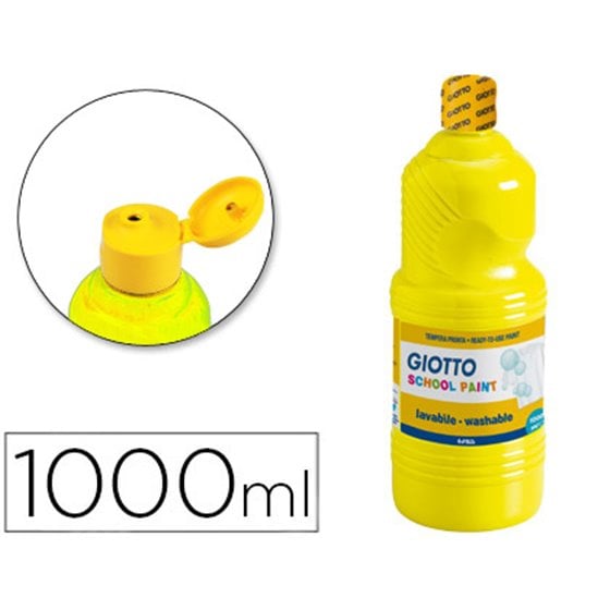 Tempera Liquida Giotto Escolar Lavable 1000 Ml Amarillo