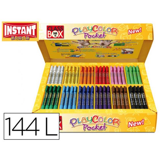 Tempera Solida En Barra Playcolor Pocket Escolar Caja De 144 Unidades 12 Colores Surtidos