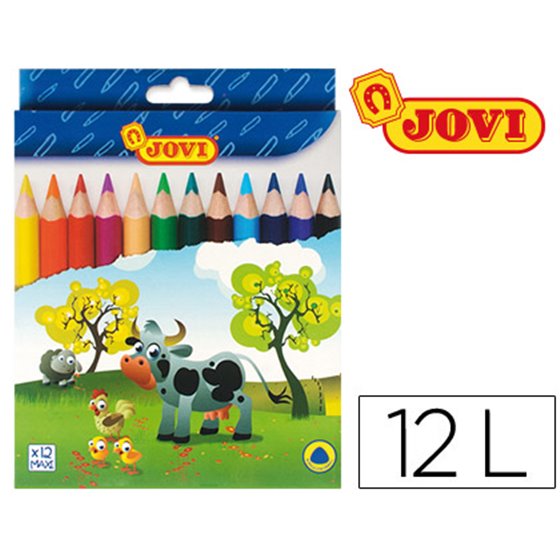 Lapices De Colores Jovi Maxi Triangulares Estuche De 12 Unidades Colores Surtidos