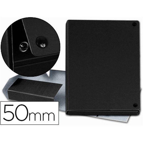 Carpeta Proyectos Pardo Folio Lomo 50 Mm Carton Forrado Negro Con Broche