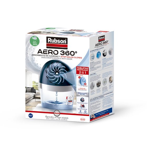 Deshumidificador Rubson Aero 360º + Pastilla Recambio Gratis 189X118X241 Mm