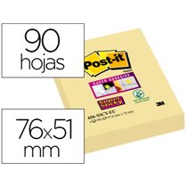 Bloc De Notas Adhesivas Quita Y Pon Post-It Super Sticky 51X78 Mm Con 90 Hojas 565 Amarillo Canario