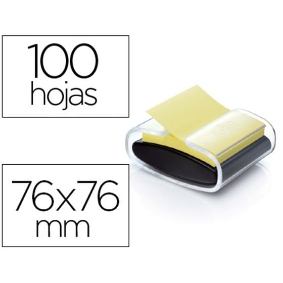 Soporte Bloc De Notas Adhesivas Quita Y Pon Post-It Super Sticky Z Notes Color Negro Con 1 Bloc 76X76 Mm