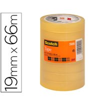 Cinta Adhesiva Scotch Transparente 66 Mt X 19 Mm Pack De 8 Unidades