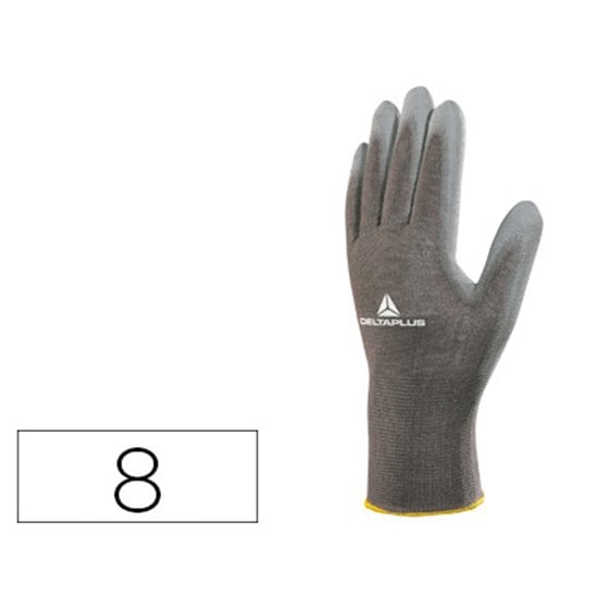 Guantes Deltaplus Poliester Antideslizante Lavable Especial Para Manipulacion Y Manutencion Gris Talla 8
