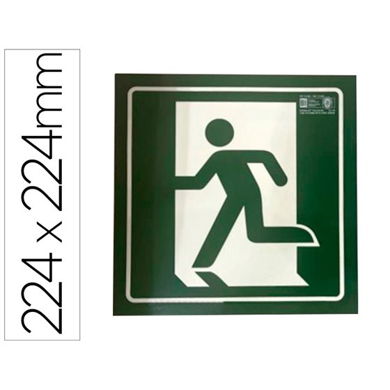 Pictograma Syssa Señal De Salida De Emergencia Izquierda En Pvc Fotoluminiscente 224X224 Mm