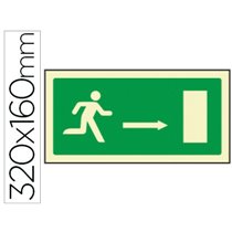 Pictograma Syssa Señal De Salida Emergencia Flecha Derecha En Pvc Fotoluminiscente 320X160 Mm