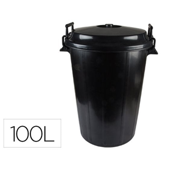 Cubo De Basura Con Tapa Negro 100 L Para Bolsas 85X105 Cm