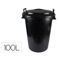 Cubo De Basura Con Tapa Negro 100 L Para Bolsas 85X105 Cm