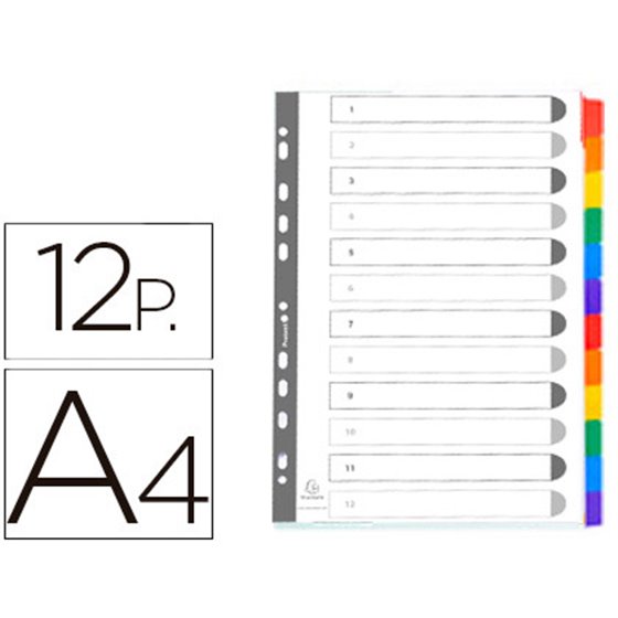 Separador Exacompta Cartulina Juego De 12 Separadores Din A4 Multitaladro Color Blanco