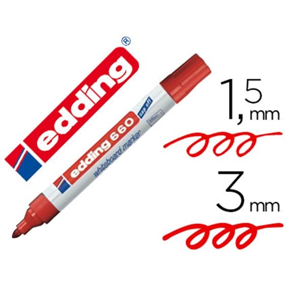 Rotulador Edding Para Pizarra Blanca 660 Color Rojo Punta Redonda 1,5-3 Mm