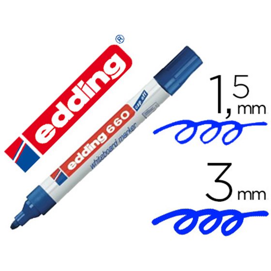 Rotulador Edding Para Pizarra Blanca 660 Color Azul Punta Redonda 1,5-3 Mm Recargable