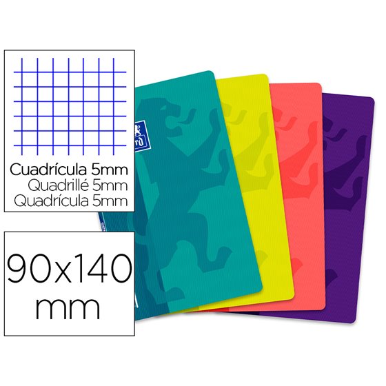Libreta Escolar Oxford Tapa Flexible Optik Paper Openflex 48 Hojas 90 Gr 90 X 140 Mm Cuadro 5 Mm Colores Surtidos