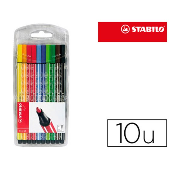 Rotulador Stabilo Acuarelable Pen 68 Estuche De 10 Unidades Colores Surtidos
