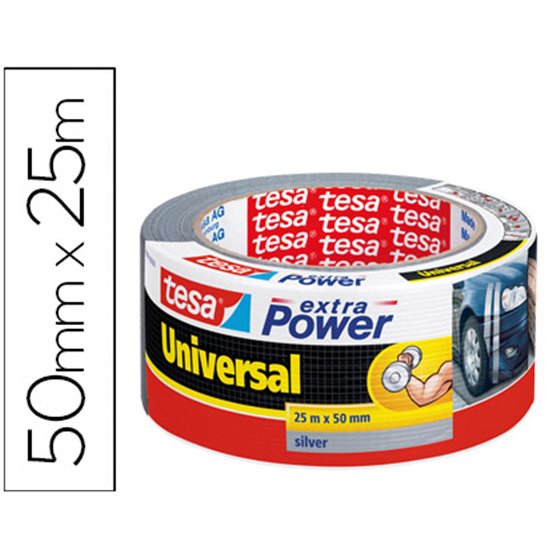 Cinta Adhesiva Tesa Americana 25 Mt X 50 Mm Extra Power Color Plata