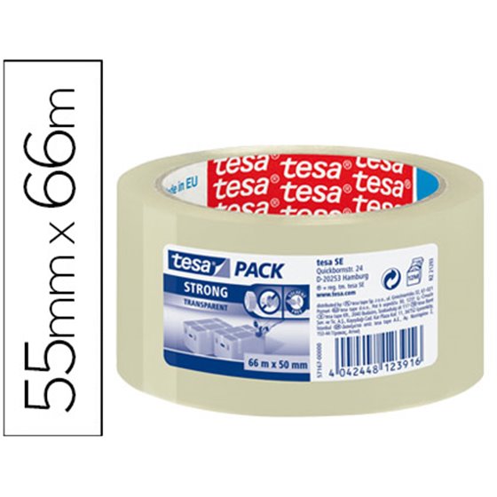 Cinta Adhesiva Tesa Transparente Strong 66 Mt X 50 Mm Para Embalaje Bajo Ruido
