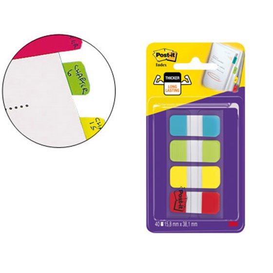 Banderitas Separadoras Rigidas Dispensador 4 Colores Amarillo Azul Lima Y Rojo Post-It Index 676-Alyr-Eu