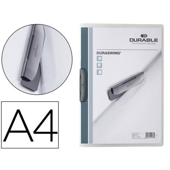Carpeta Durable Duraswing Dossier Pinza Lateral Giratoria Polipropileno Din A4 Grafito 30 Hojas