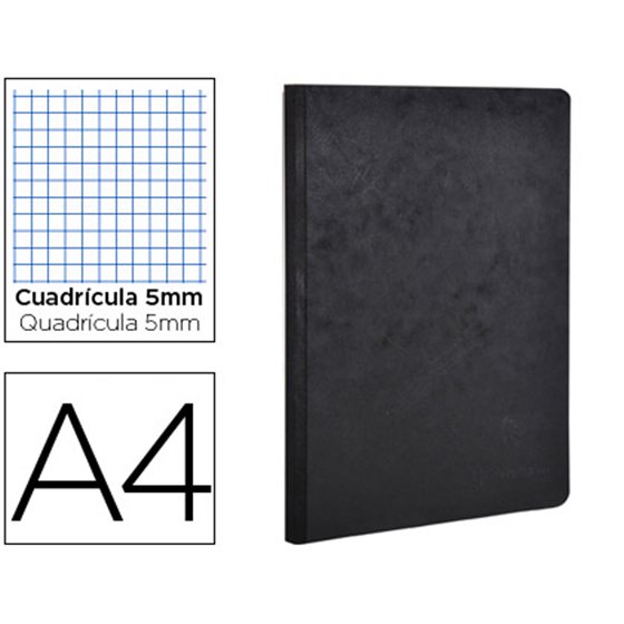 Libreta Age-Bag Tapa Cartulina Lomo Cosido Cuadro 5 Mm 96 Hojas Color Negro 210X297 Mm