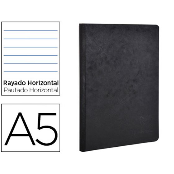 Libreta Age-Bag Tapa Cartulina Lomo Cosido Rayado Horizontal 96 Hojas Color Negro 148X210 Mm