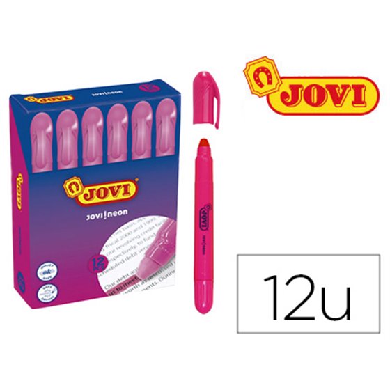 Marcador De Cera Gel Jovi Fluorescente Rosa Caja De 12 Unidades