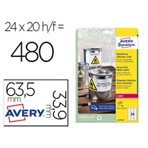 Etiqueta Adhesiva Resistente Avery Poliester Blanco 3,9 Mm 63,5X33,9 Mm Laser Pack De 480Unidades