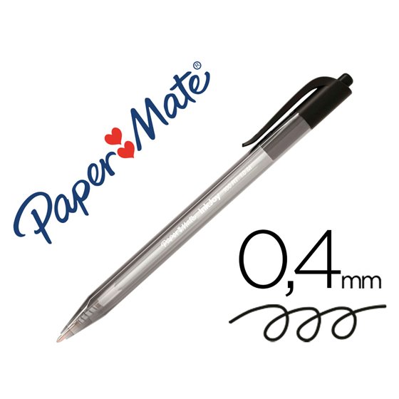 Boligrafo Paper Mate Inkjoy 100 Retractil Punta Media Negro
