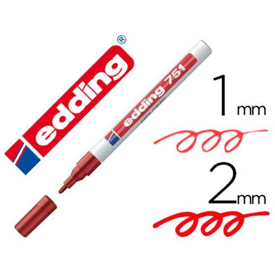 Rotulador Edding Punta Fibra 751 Rojo Punta Redonda 1-2 Mm
