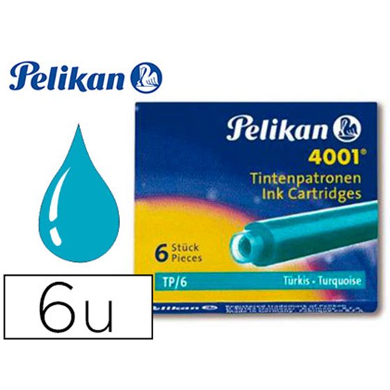 Tinta Estilografica Pelikan Tp6 Turquesa Caja De 6 Cartuchos