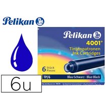 Tinta Estilografica Pelikan Tp6 Azul / Negro Caja De 6 Cartuchos