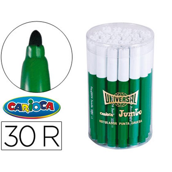 Rotulador Carioca Jumbo Verde Punta Gruesa Bote De 30 Unidades