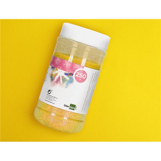 Purpurina Liderpapel Fantasia Color Metalico Amarillo Pastel Bote De 250 Gr