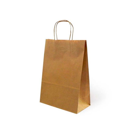 Bolsa Kraft Basika Natural Reciclado 90 Gr Asa Retorcida Tamaño \"L\" 320X140X400 Mm