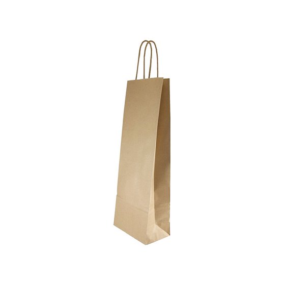 Bolsa Kraft Basika Natural Reciclado 90 Gr Asa Retorcida Tamaño \"L\" 320X140X400 Mm
