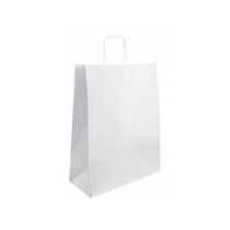 Bolsa Kraft Basika Celulosa Blanco 90 Gr Asa Retorcida Tamaño \"L\" 320X140X400 Mm