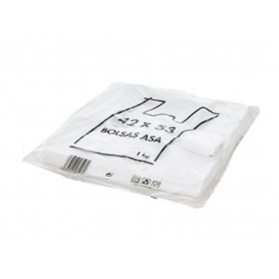 Bolsa Camiseta Reciclada 70% Blanca 50 Mc 42X53 Cm Apta Legislacion De Bolsas 2021