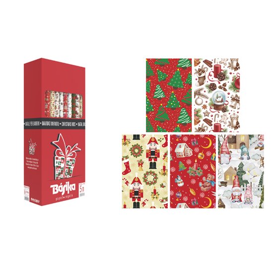 Papel De Regalo Basika Navidad Rollo Ancho 70 Cm Longitud 5 M Diseños Surtidos Gramaje 50 Gr
