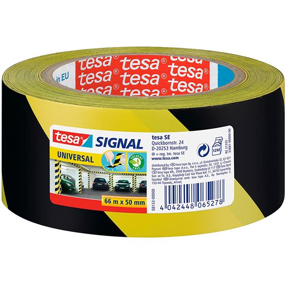 Cinta Adhesiva Tesa De Seguridad Amarilla Y Negra Polipropileno 66 Mt X 50 Mm