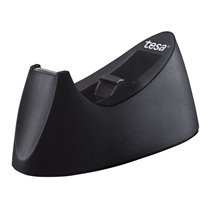 Portarrollo Sobremesa Tesa Plastico Easy Cut Curve Negro Para Cinta De 33 Mt X19 Mm + 1 Cinta Tesafilm Transparente