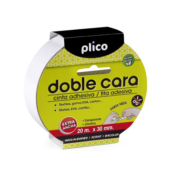 Cinta Adhesiva Plico Doble Cara 20 Mt X 30 Mm