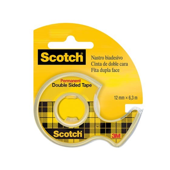 Cinta Adhesiva Scotch 136-D Dos Caras 6,3 Mt X 12 Mm En Portarrollo