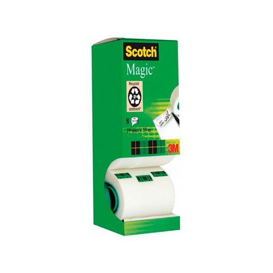 Cinta Adhesiva Scotch Magic Invisible 33 Mt X 19 Mm Pack De 8 Unidades