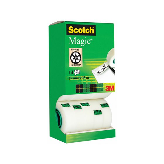 Cinta Adhesiva Scotch Magic Invisible 33 Mt X 19 Mm Pack De 14 Unidades