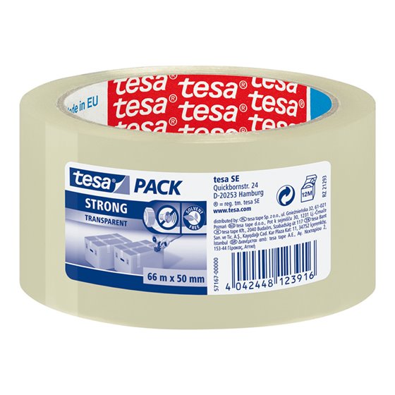 Cinta Adhesiva Tesa Transparente Strong 66 Mt X 50 Mm Para Embalaje Bajo Ruido