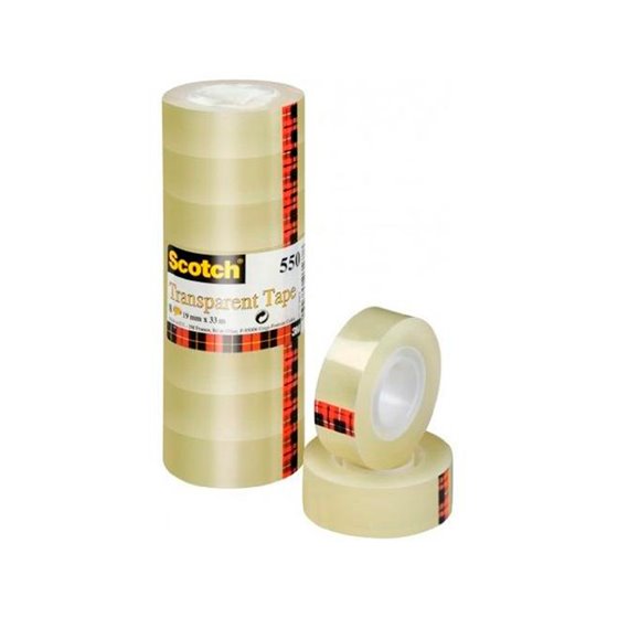 Cinta Adhesiva Scotch Acordeon 550 33 Mt X 19 Mm Pack De 8 Unidades